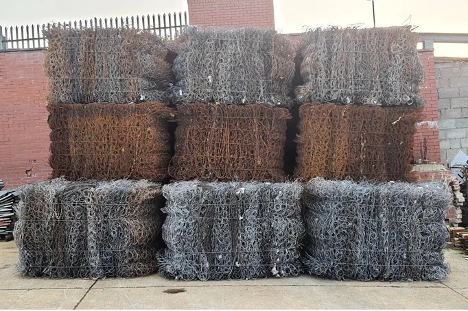 Bales of steel springs prepared for recycling