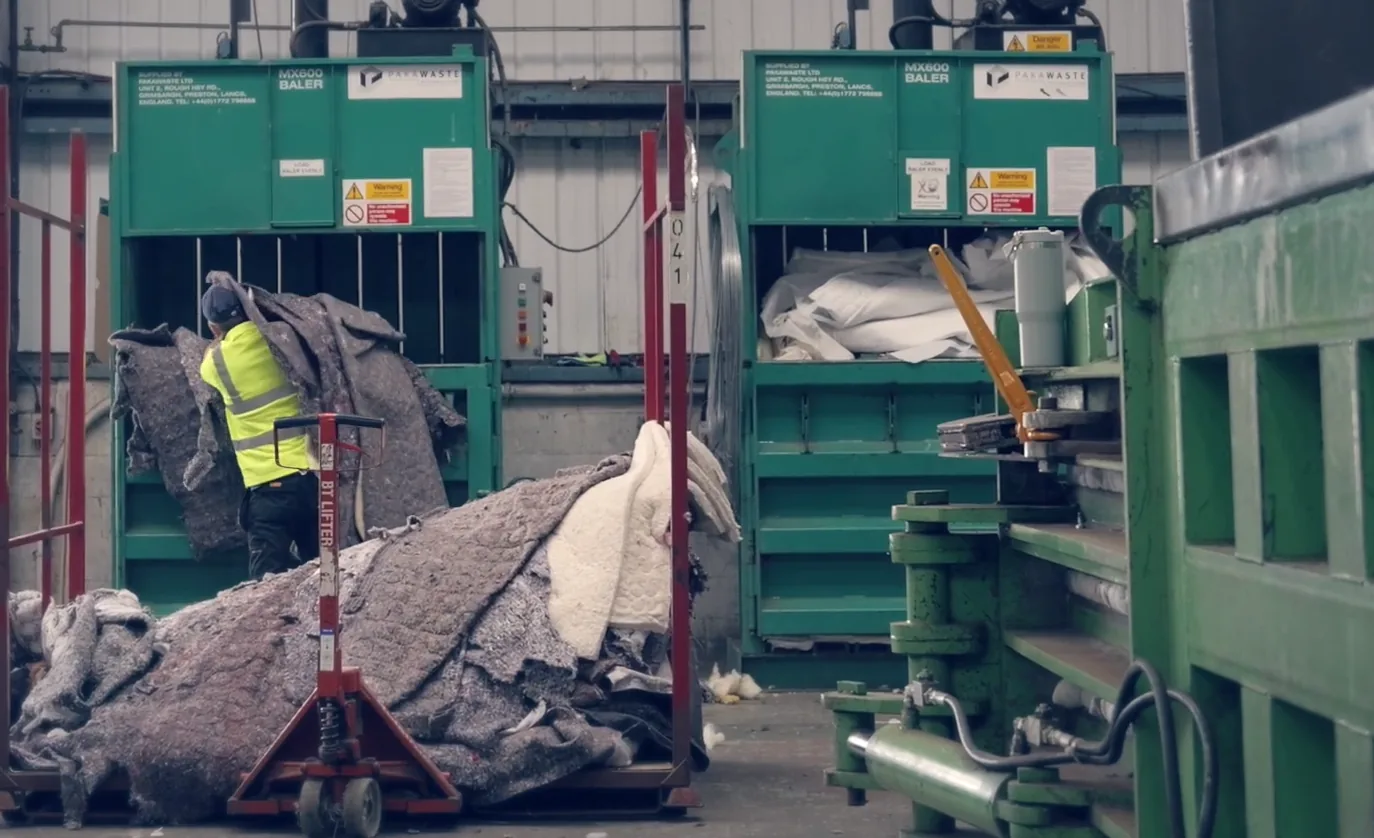 Baling machinery used in materials processing